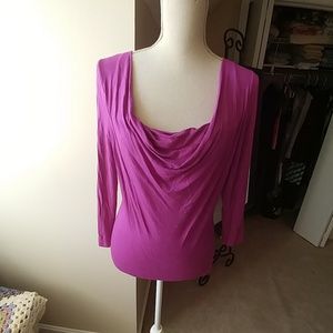 Michael Kors Violet 3/4 Sleeve Scoop Cowl Neck Top